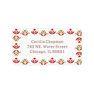    Folk Art Floral Border Cute Cosy Rustic Autumn Label
