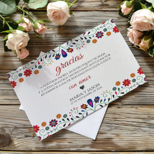 Folk Art Floral Botanical Fiesta Spanish Wedding Thank You Card