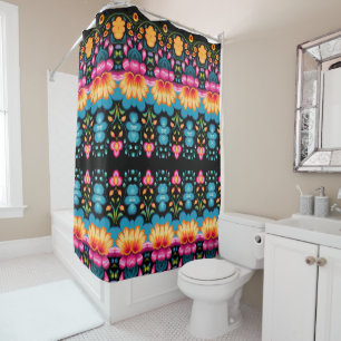 Folk Art Floral Charm Shower Curtain