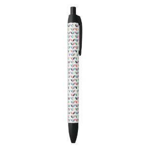 Folk Art Floral Geometric Pattern Black Ink Pen