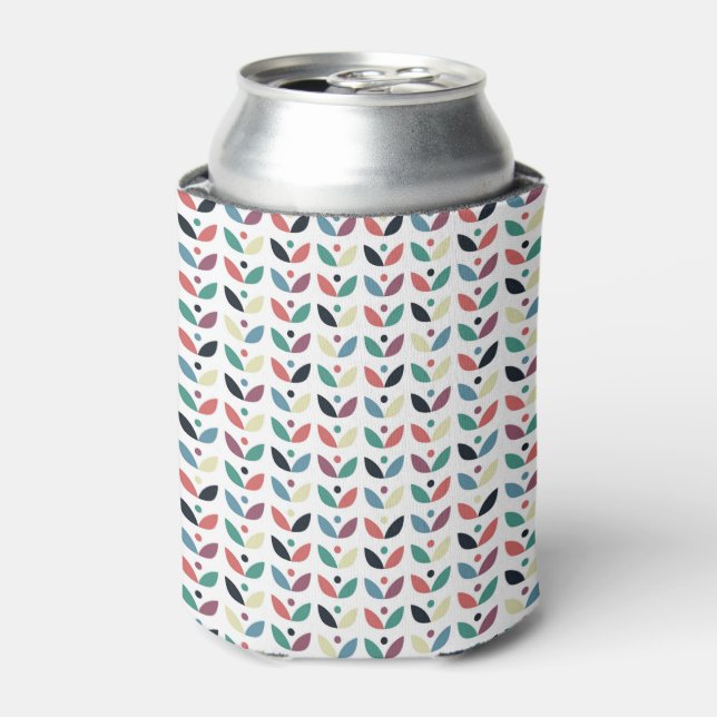 Folk Art Floral Geometric Pattern Can Cooler (Can Front)