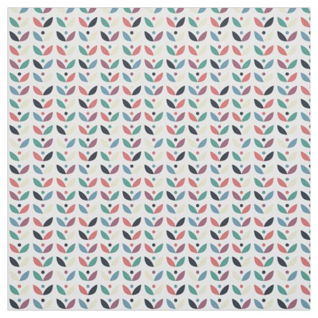 Folk Art Floral Geometric Pattern Fabric (Swatch)