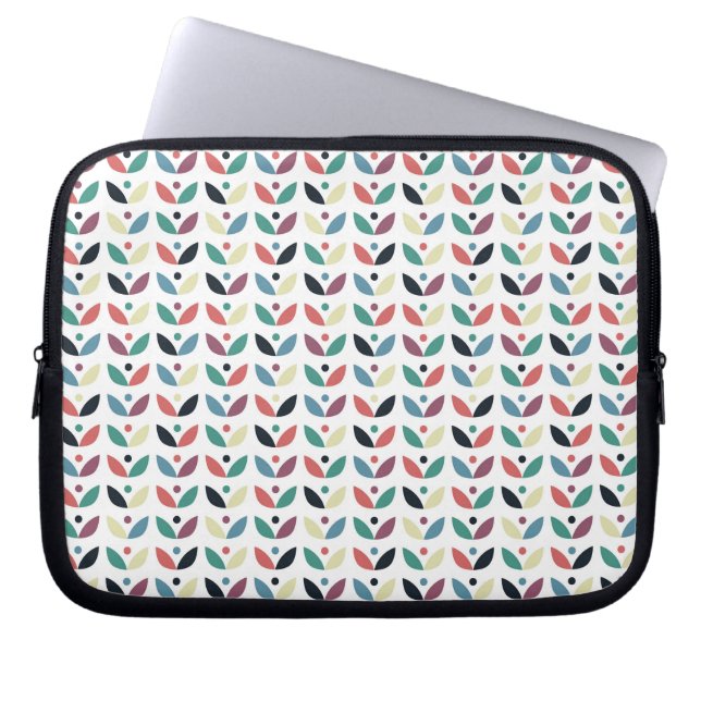 Folk Art Floral Geometric Pattern Laptop Sleeve (Front)