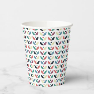 Folk Art Floral Geometric Pattern Paper Cups