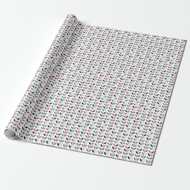 Folk Art Floral Geometric Pattern Wrapping Paper (Unrolled)