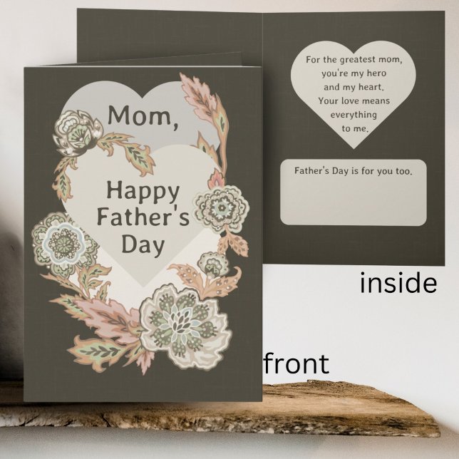  Folk Art Floral Heart Single Mother Father's Day  Card (Creator Uploaded)