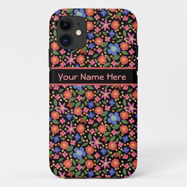 Folk Art Floral on Black iPhone 5/5s Xtreme Case (Back)