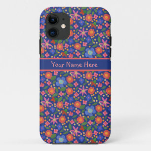 Folk Art Floral on Blue iPhone 5/5s Case-Mate Case