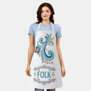 FOLK Art Floral Pattern Kitchen Apron