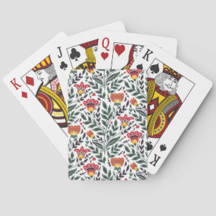 Folk art floral pattern playing cards