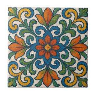 Folk Art Floral Tile
