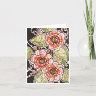 Folk Art Floral Watercolor Notecard