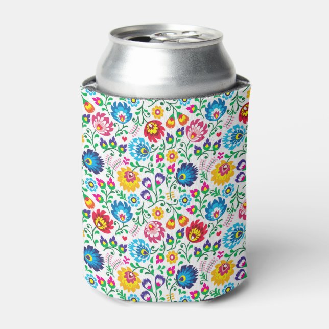 Folk Art Flower Pattern 2 Can Cooler (Can Front)