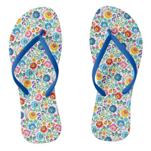 Folk Art Flower Pattern 2 Jandals