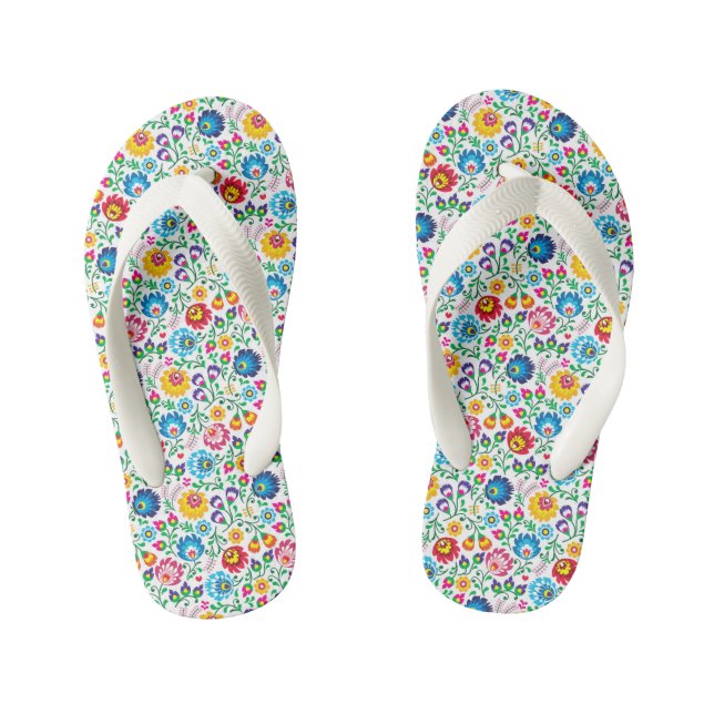 Folk Art Flower Pattern 2 Kid's Jandals (Footbed)