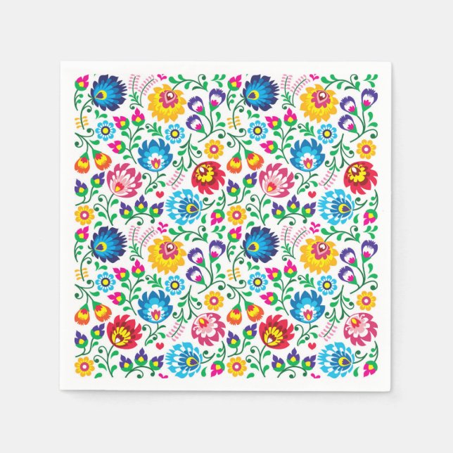 Folk Art Flower Pattern 2 Napkin (Front)