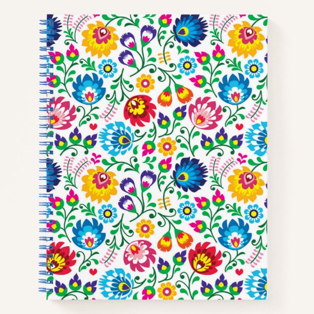 Folk Art Flower Pattern 2 Notebook (Front)