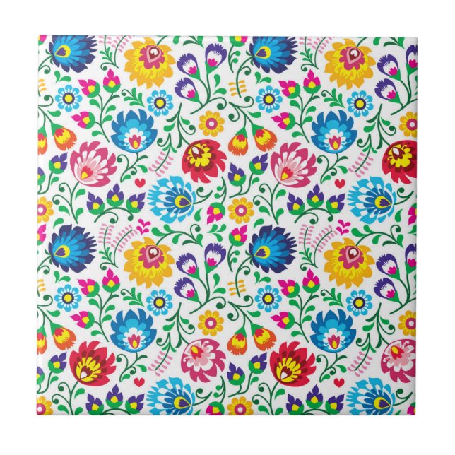 Folk Art Flower Pattern 2 Tile (Front)