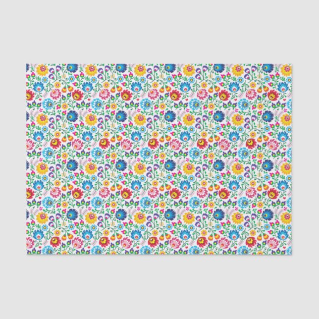 Folk Art Flower Pattern 2 Tissue Paper (Front)