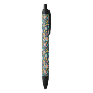Folk Art Flower Pattern Black Ink Pen
