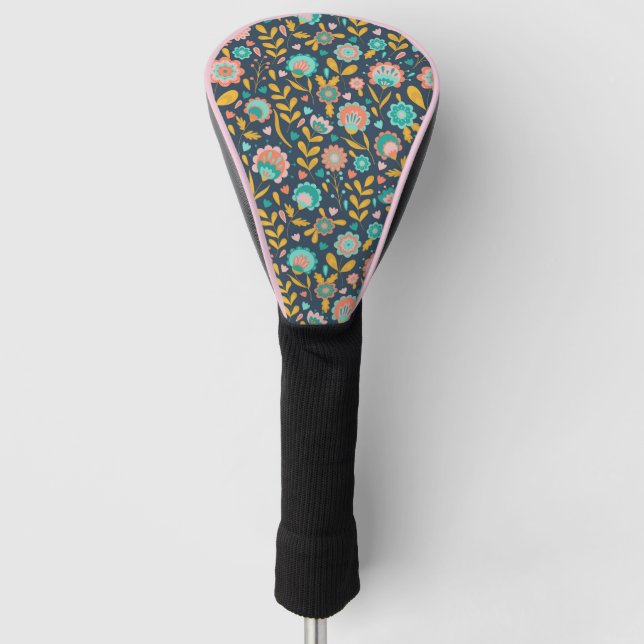 Folk Art Flower Pattern Golf Head Cover (Front)