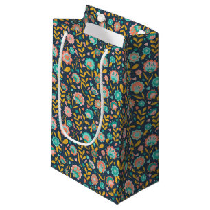 Folk Art Flower Pattern Small Gift Bag