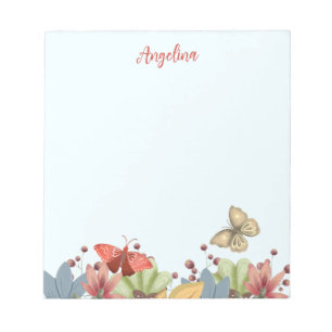 Folk Art Flowers and Butterflies Notepad