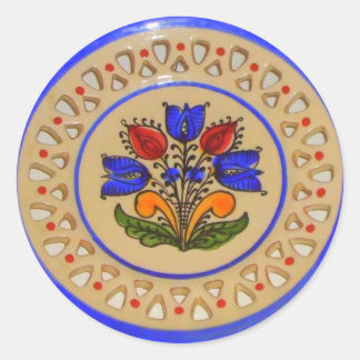 Folk Art Flowers Classic Round Sticker