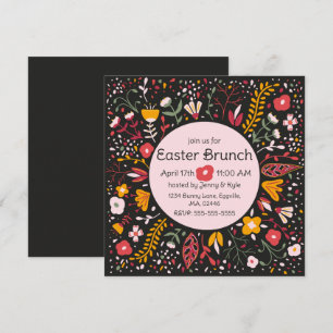 Folk Art Flowers Easter Invitation