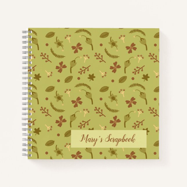 Folk Art Flowers Green Notebook (Front)