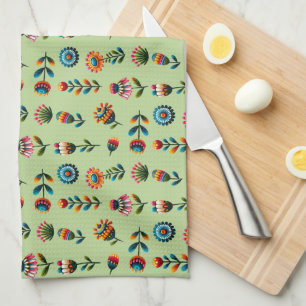 Folk Art Flowers Kitchen Towel
