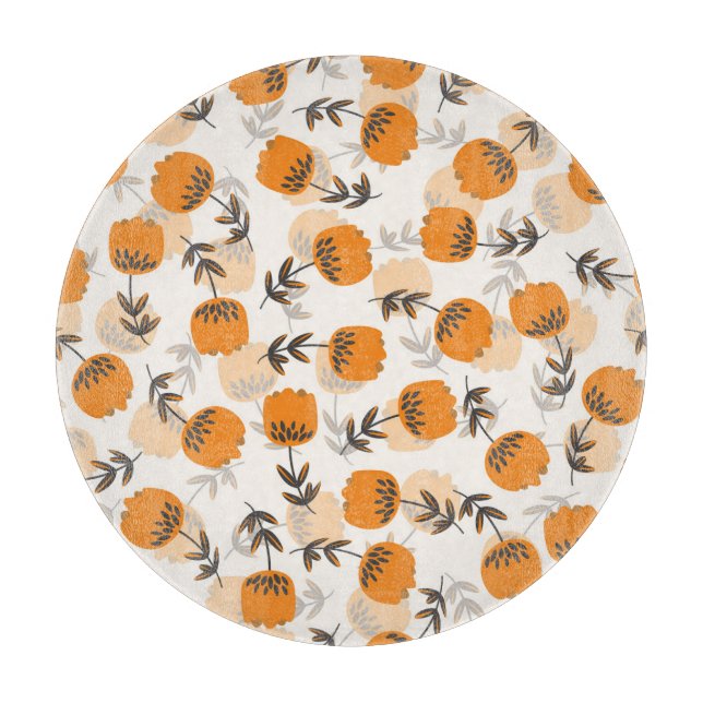 Folk Art Flowers Scandinavian Style Cutting Board (Front)