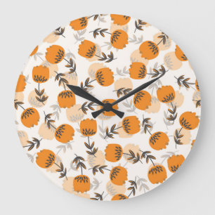 Folk Art Flowers Scandinavian Style Large Clock