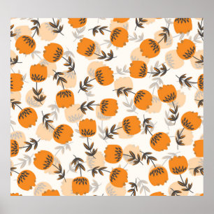 Folk Art Flowers Scandinavian Style Poster