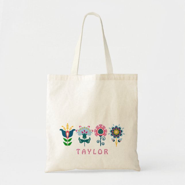 folk art flowers tote bag (Front)