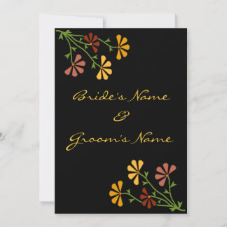 Folk Art Flowers Wedding Invitation