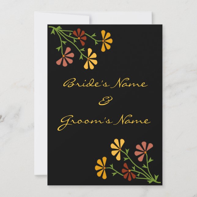 Folk Art Flowers Wedding Invitation (Front)