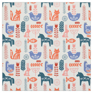 Folk Art Forest Animal Nursery Fabric