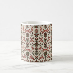 Folk Art Fox Hare Nordic Forest Coffee Mug