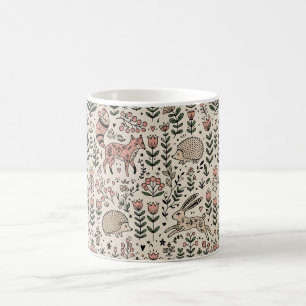 Folk Art Fox Hedgehog Hare Forest Coffee Mug