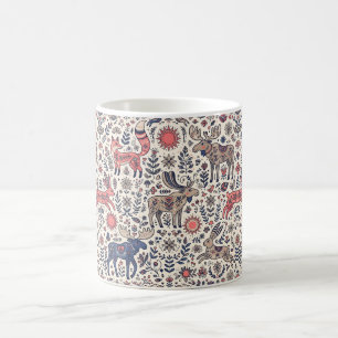 Folk Art Fox Moose Hare Nordic Forest Coffee Mug