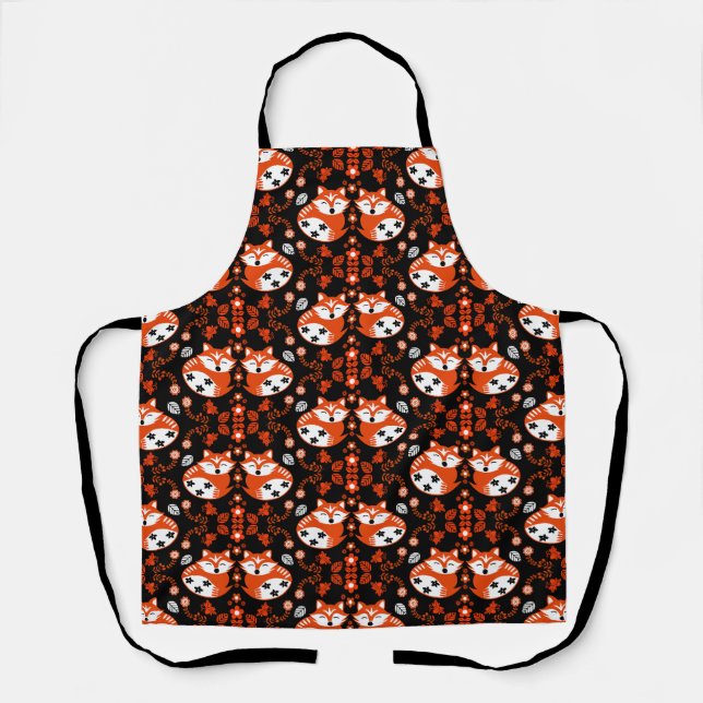 Folk Art Fox Print Decor Apron (Front)