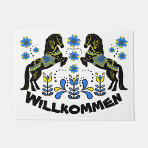 Folk art Friesian/Frisian Welcome/Willkommen/blue Doormat