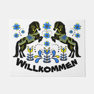 Folk art Friesian/Frisian Welcome/Willkommen/blue Doormat