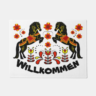 Folk art Friesian/Frisian Welcome/Willkommen red Doormat
