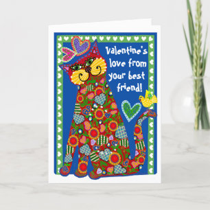 Folk Art from the Cat Folded Valentine Card