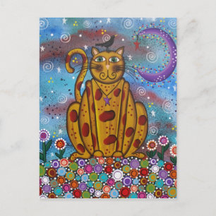 FOLK ART Green Eye's BY LORI EVERETT postcard