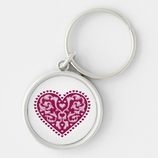 Folk Art Heart Key Ring (Front)