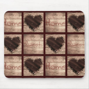 Folk Art Home Sweet Home Collage Hearts Mouse Pad