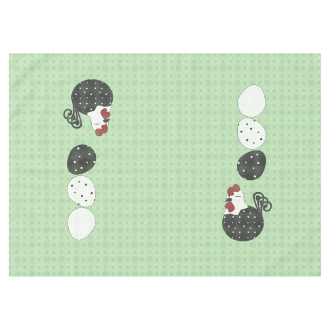 Folk-art Inspired chicken tablecloth (Front (Horizontal))